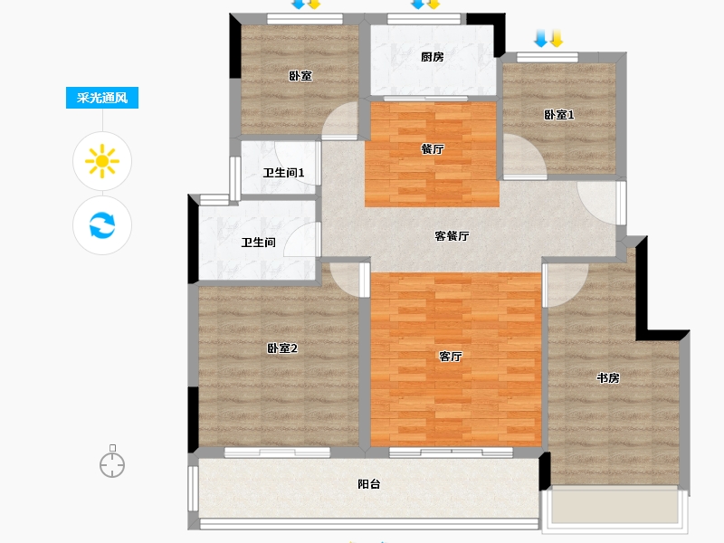 浙江省-湖州市-翡翠城品-97.86-户型库-采光通风