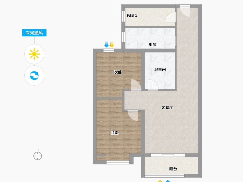 河北省-廊坊市-石榴玉兰湾-70.00-户型库-采光通风