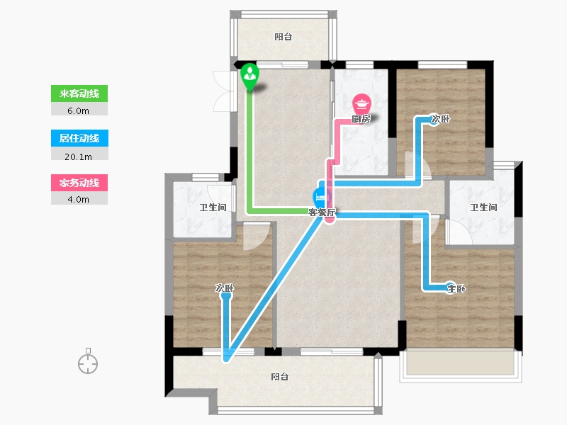 江苏省-泰州市-泰公馆-94.50-户型库-动静线