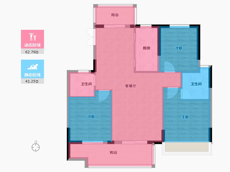 江苏省-泰州市-泰公馆-94.50-户型库-动静分区