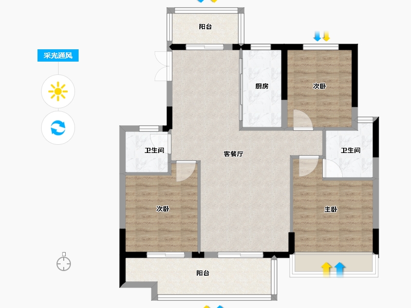 江苏省-泰州市-泰公馆-94.50-户型库-采光通风