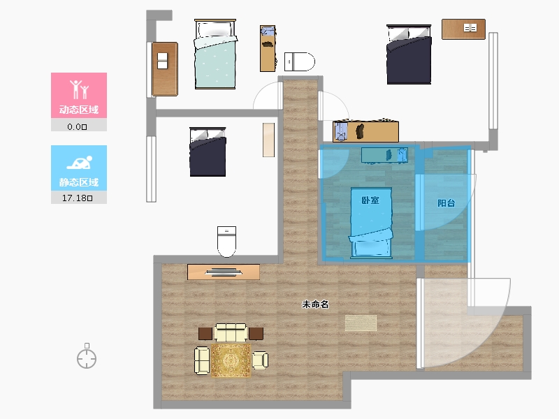 湖南省-永州市-水墨兰庭-62.48-户型库-动静分区