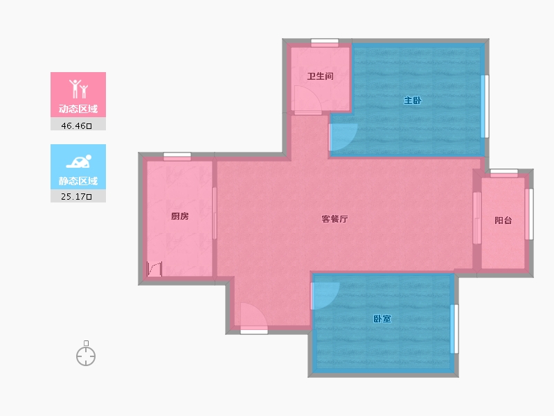 湖北省-武汉市-锦绣汉江-75.00-户型库-动静分区