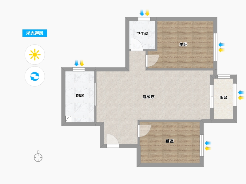 湖北省-武汉市-锦绣汉江-75.00-户型库-采光通风