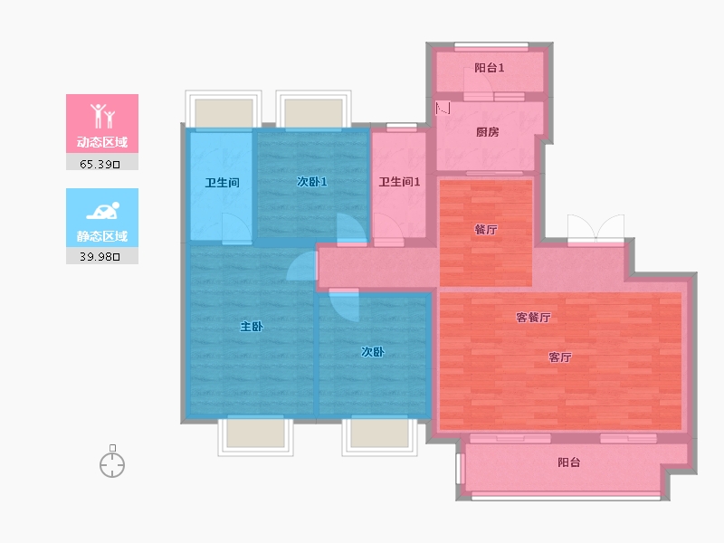 重庆-重庆市-首创茶园-99.25-户型库-动静分区