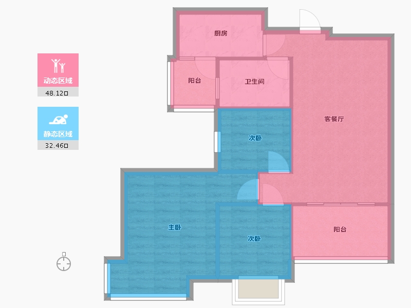 四川省-成都市-恒大绿洲-68.00-户型库-动静分区