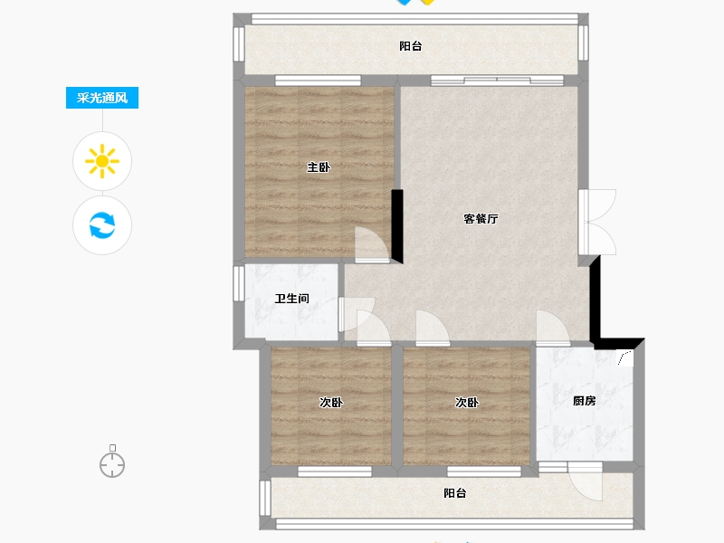 重庆-重庆市-香缇时光-73.00-户型库-采光通风