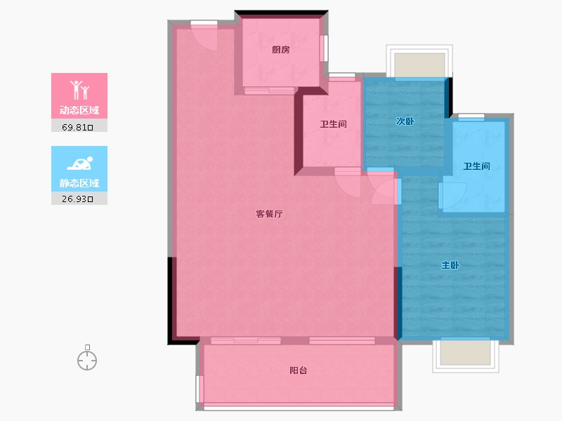 安徽省-巢湖市-城南印象-87.00-户型库-动静分区