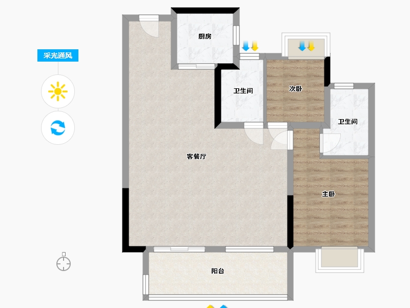 安徽省-巢湖市-城南印象-87.00-户型库-采光通风