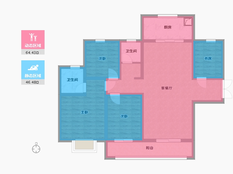 陕西省-西安市-高新云锦-111.00-户型库-动静分区