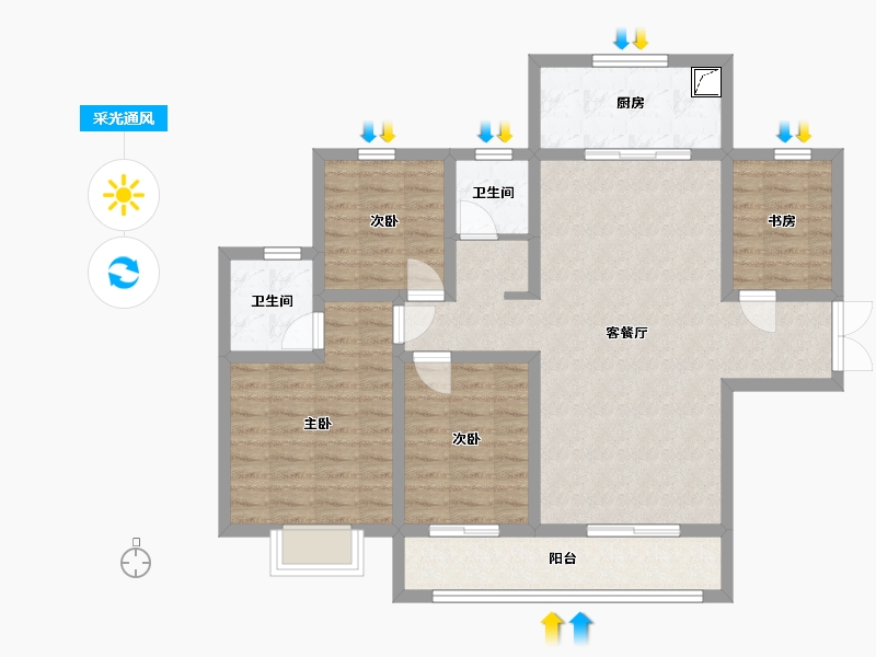 陕西省-西安市-高新云锦-111.00-户型库-采光通风