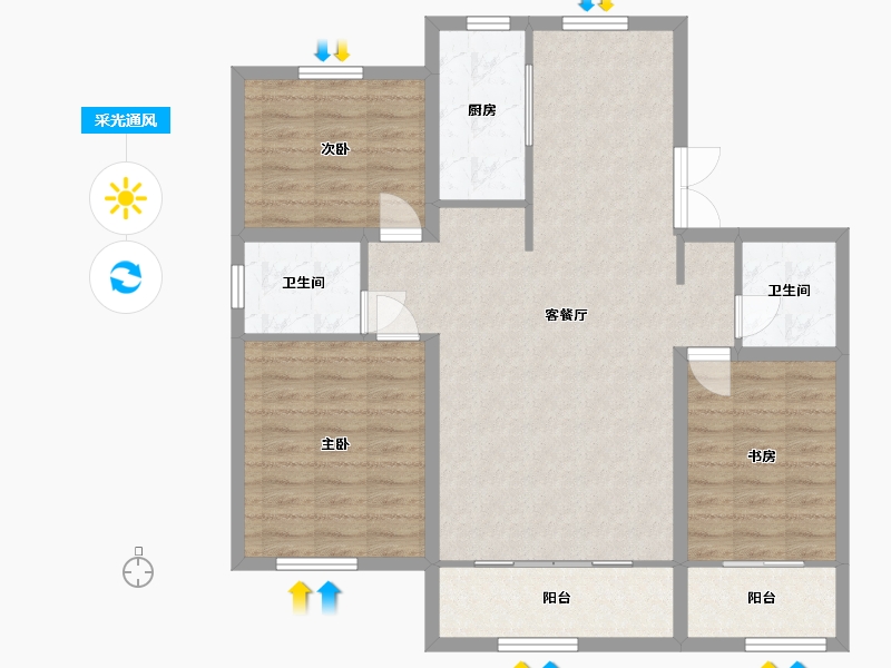 宁夏回族自治区-石嘴山市-金源御景-110.00-户型库-采光通风