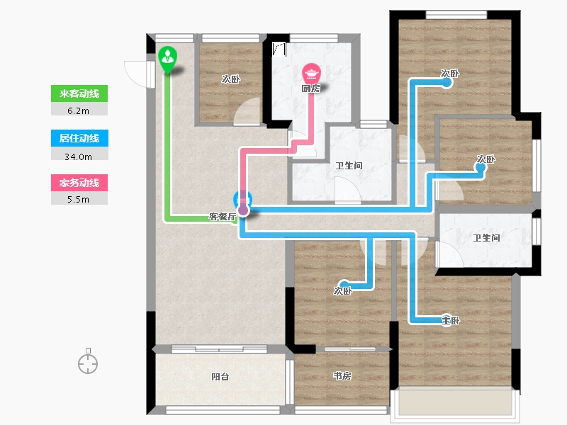 贵州省-六盘水市-盘州新天地-93.00-户型库-动静线