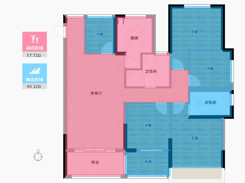 贵州省-六盘水市-盘州新天地-93.00-户型库-动静分区