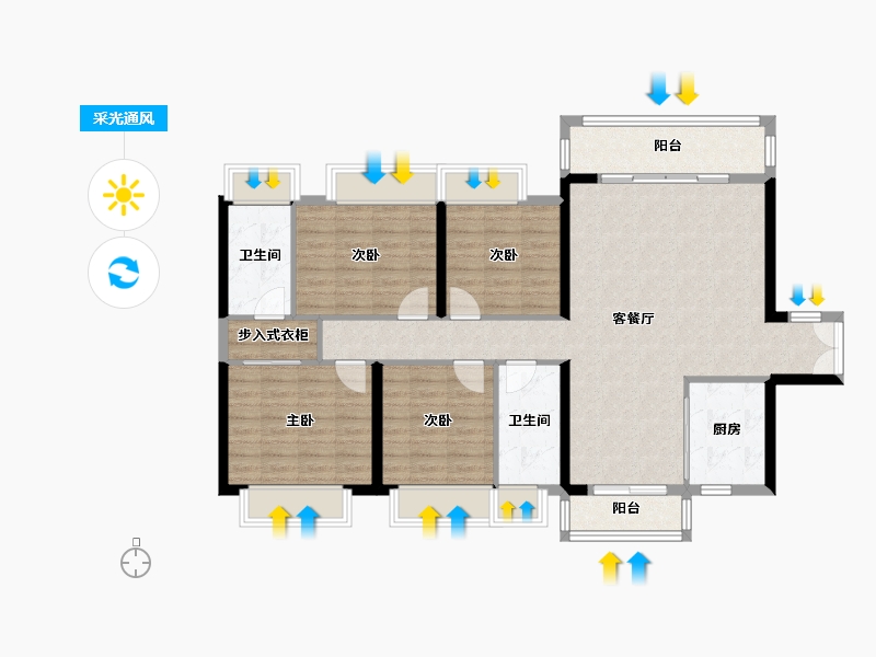 湖南省-永州市-恒惠春天里-147.00-户型库-采光通风