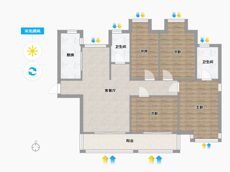 福建省-福州市-恒宇观湖花园-93.50-户型库-采光通风