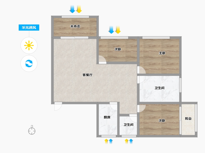 广东省-深圳市-粤海花园-128.00-户型库-采光通风