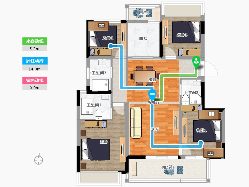 四川省-成都市-领地合兴丽府蘭台-95.77-户型库-动静线