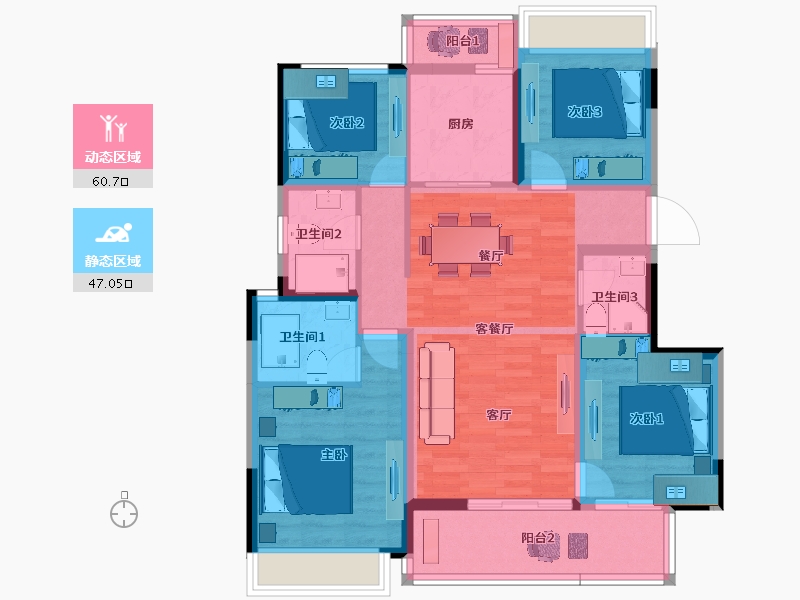 四川省-成都市-领地合兴丽府蘭台-95.77-户型库-动静分区