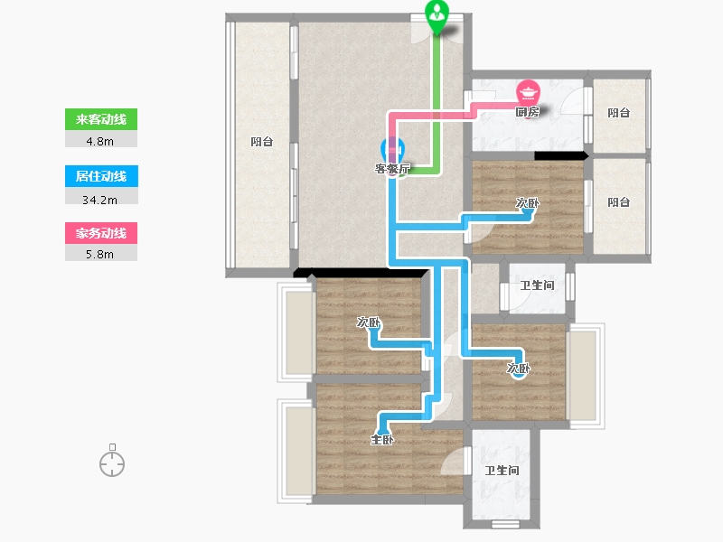 湖北省-十堰市-新时代江屿城-105.68-户型库-动静线