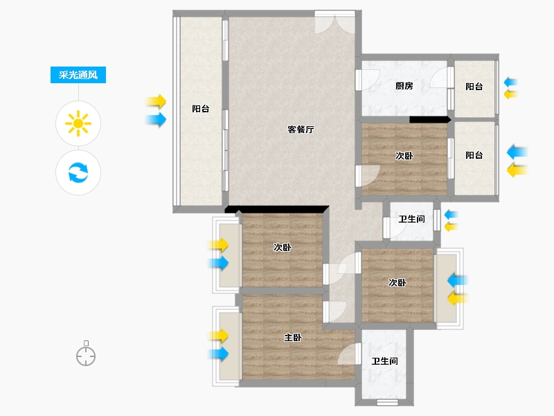 湖北省-十堰市-新时代江屿城-105.68-户型库-采光通风