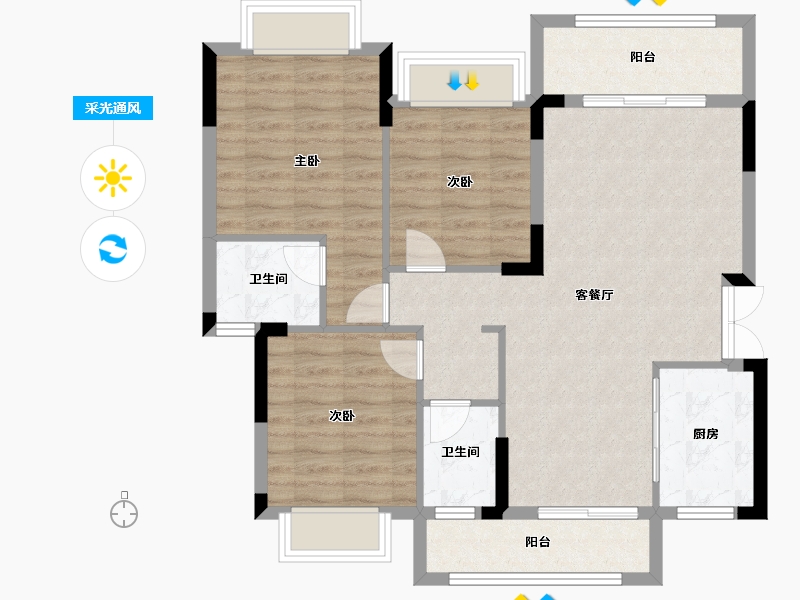 四川省-广安市-蘭郡府-92.69-户型库-采光通风