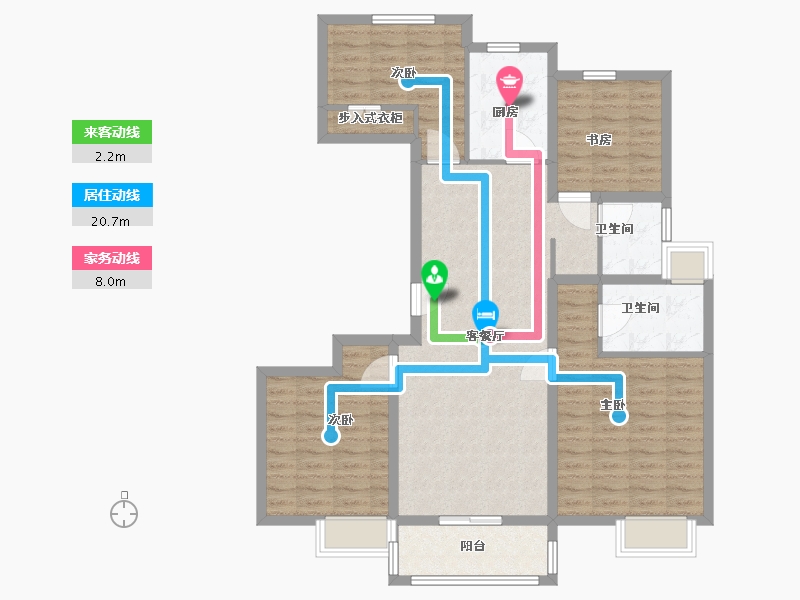 江苏省-扬州市-现代城-105.00-户型库-动静线