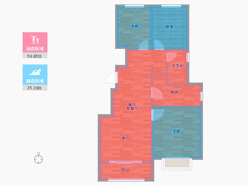 天津-天津市-宜禾南湾-77.64-户型库-动静分区