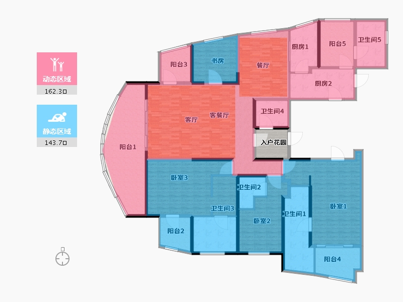 上海-上海市-龙德景苑-286.36-户型库-动静分区