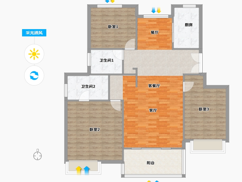 上海-上海市-尼德兰花园-114.19-户型库-采光通风