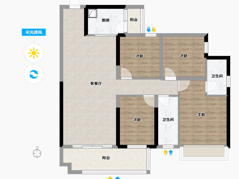 广东省-韶关市-青云府-103.60-户型库-采光通风