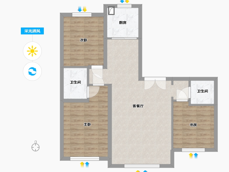 吉林省-长春市-荣发东郡-85.45-户型库-采光通风