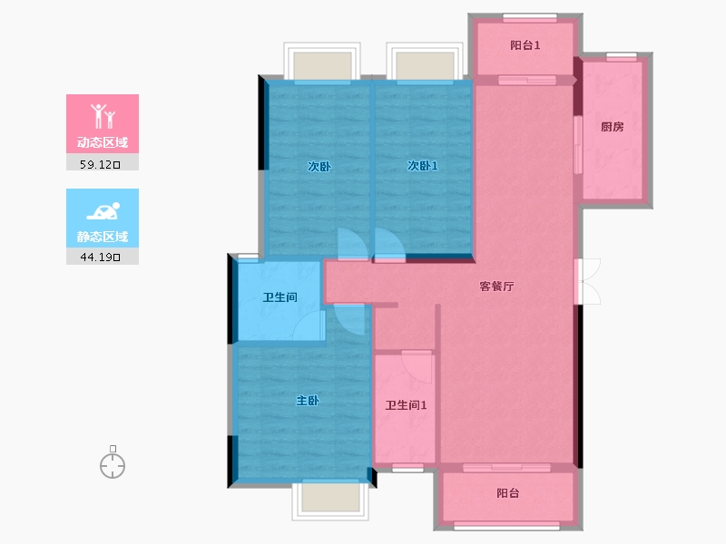 四川省-成都市-尚锦园-99.93-户型库-动静分区