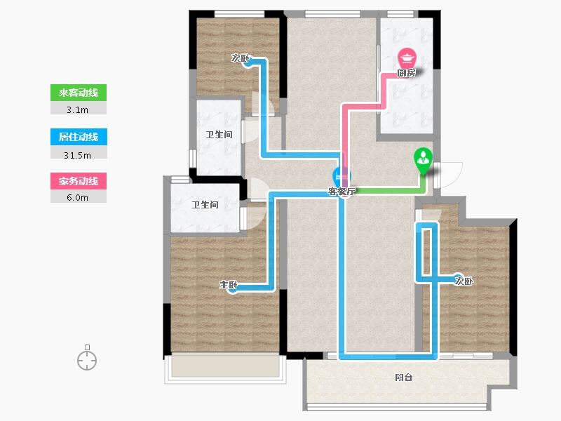 山东省-泰安市-御湖庄园-115.00-户型库-动静线