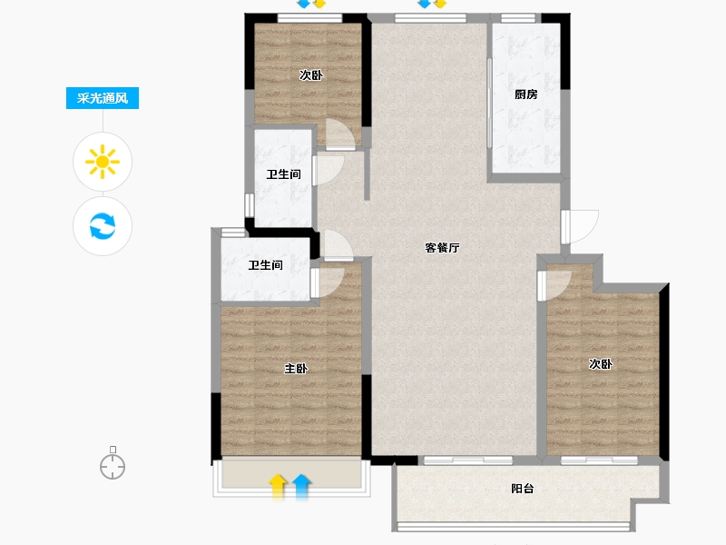 山东省-泰安市-御湖庄园-115.00-户型库-采光通风