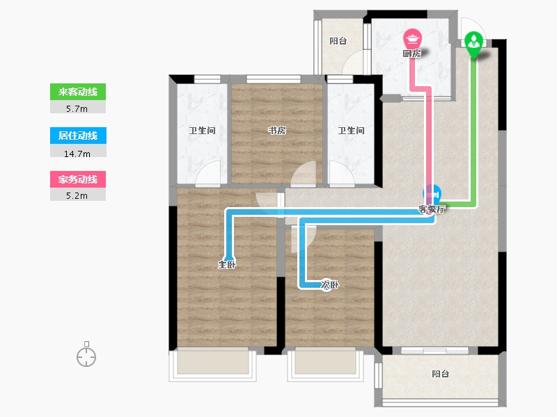 湖北省-仙桃市-御湖世家-96.00-户型库-动静线