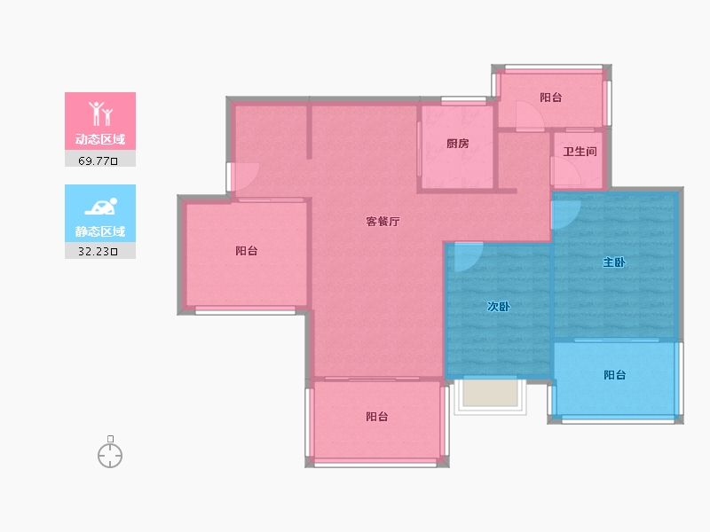 四川省-成都市-蓝光圣菲TOWN城-67.58-户型库-动静分区