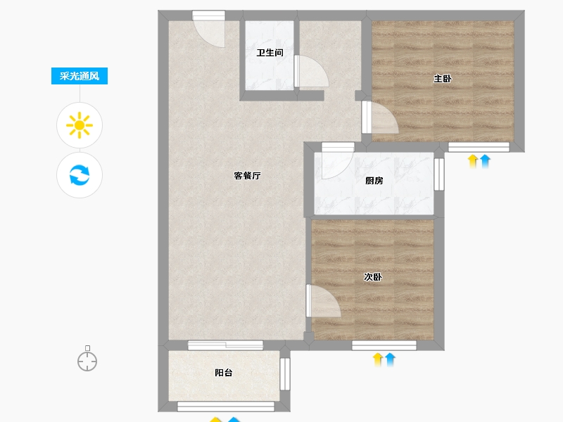 北京-北京市-金璟阳光苑-66.39-户型库-采光通风