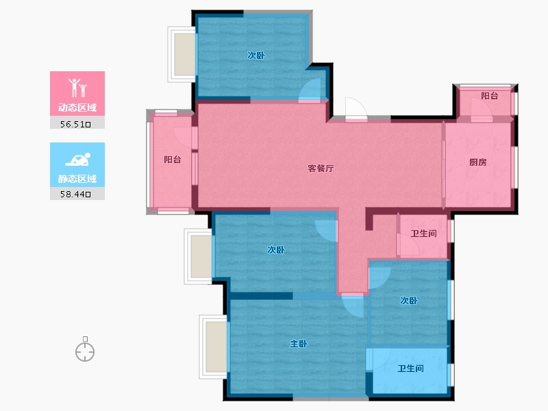 山东省-东营市-东亚清风小镇-112.00-户型库-动静分区