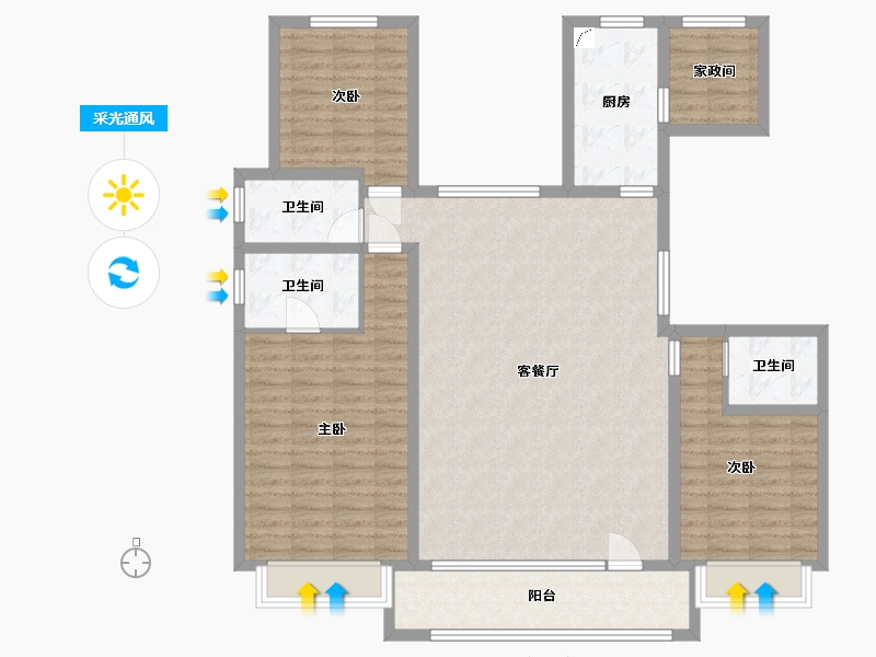 河北省-邢台市-邢台壹号院-167.00-户型库-采光通风