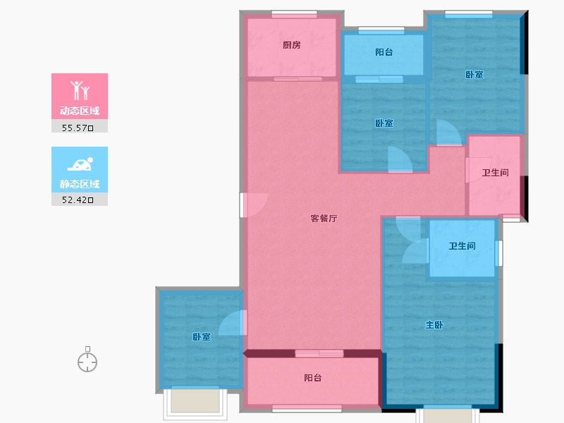 福建省-龙岩市-西城印象-105.00-户型库-动静分区