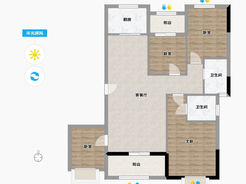 福建省-龙岩市-西城印象-105.00-户型库-采光通风