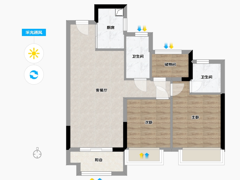 浙江省-湖州市-澜悦府-70.00-户型库-采光通风