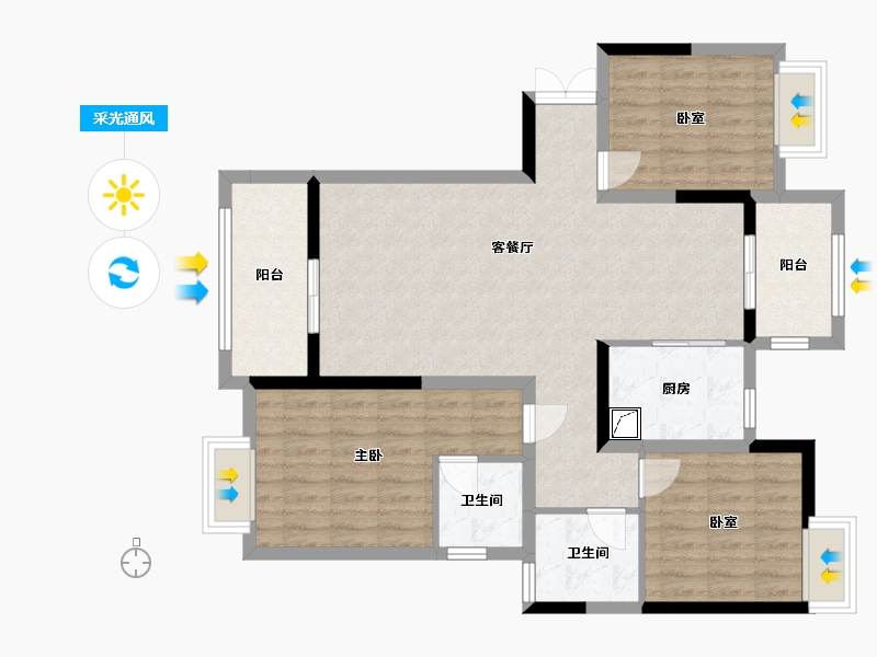 湖北省-襄阳市-正洪银座-119.00-户型库-采光通风