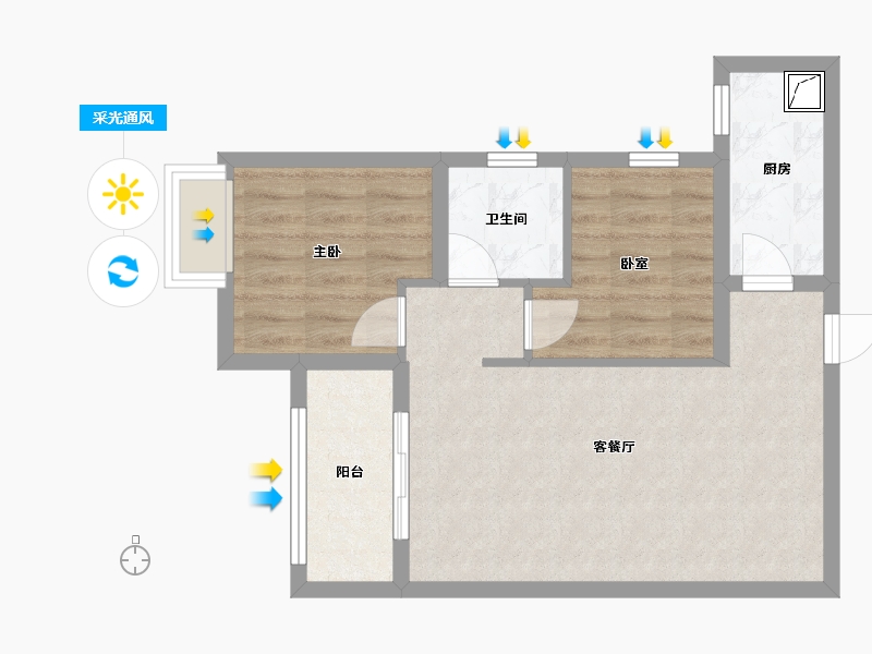 湖北省-武汉市-万科澄园-64.00-户型库-采光通风