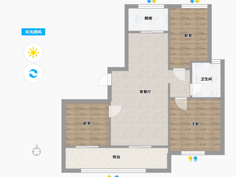 山东省-烟台市-翰林院-72.00-户型库-采光通风