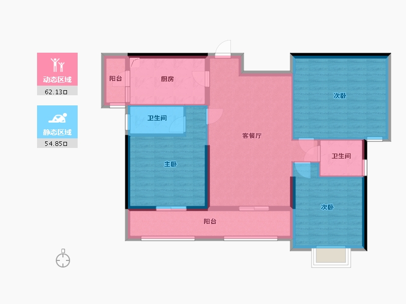 湖南省-岳阳市-向阳学府-130.00-户型库-动静分区