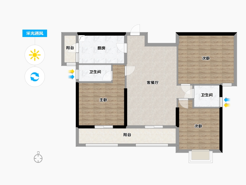 湖南省-岳阳市-向阳学府-130.00-户型库-采光通风