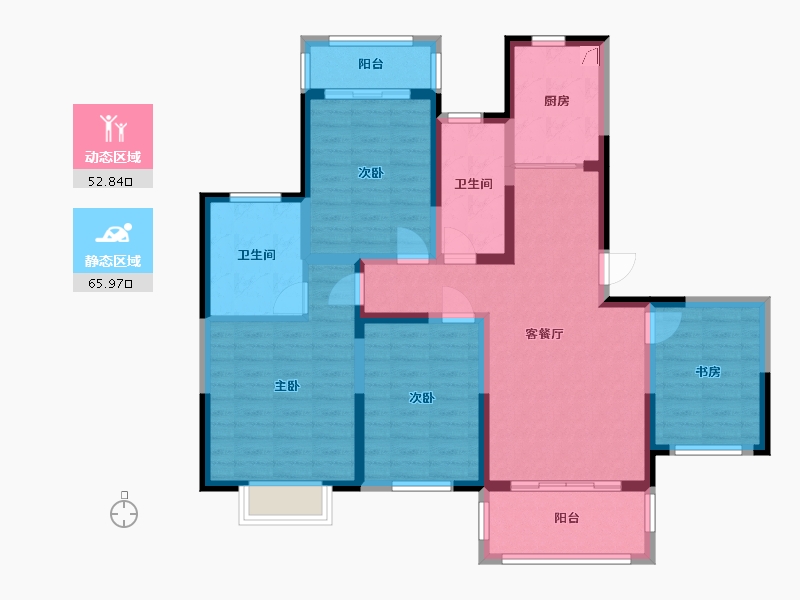 江苏省-苏州市-丽景嘉园-罗宾森广场-105.00-户型库-动静分区