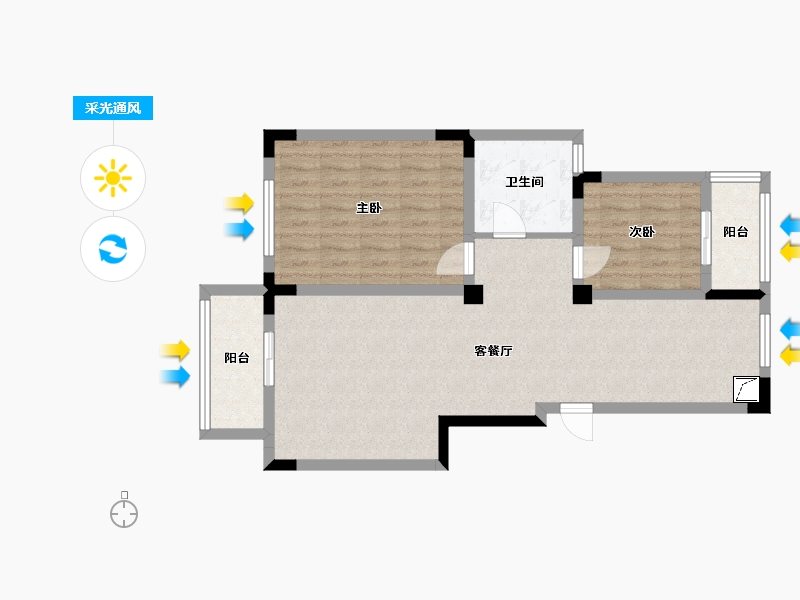 江苏省-南通市-东晖花园-78.00-户型库-采光通风